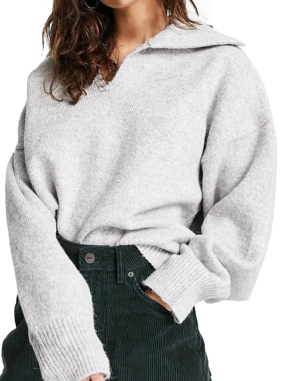 Topshop Relaxed Collar Sweater In Lavender Purple Womens Petite Size 8-10
